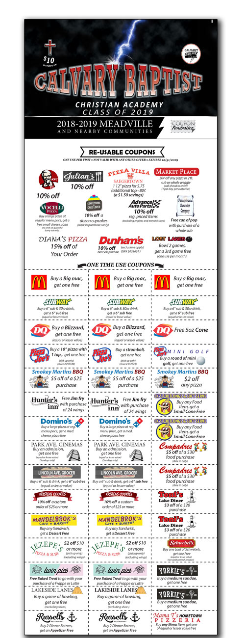 coupon booklet for fundraising in meadville PA